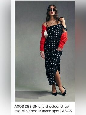 ASOS Black Maxi Skirt with White Polka Dots